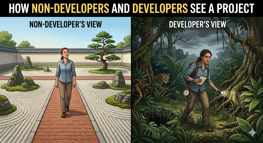 How non-developers and developers see a project